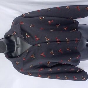 Can-do Fashions vintage button sweatshirt/jacket, martini glasses, made in USA